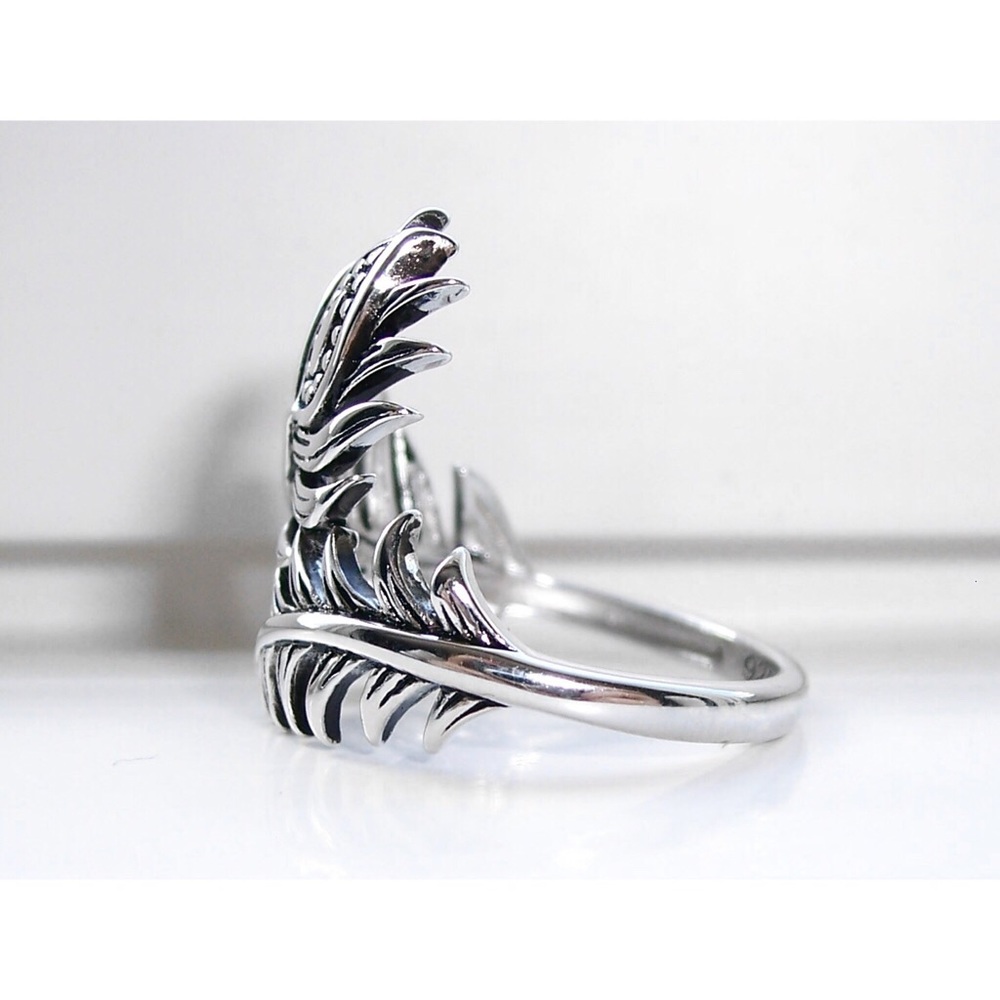 925 STERLING SILVER Peacock Feather Ring - Picture 10 of 16